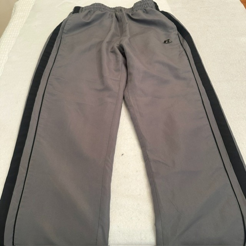 Russell Athletic Track Pants Mens Gray Black Side Stripe Large Jogger Running